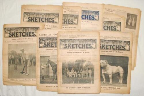 ‘Sporting Sketches’ founded and edited by T.H. Roberts. 1894-1895. Fifteen original issues of the weekly periodical from 18th February- 22nd April 1895, of which some feature good cricket content and reports from A.E. Stoddart’s tour to Australia, Issues 