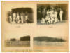 ‘Eleven of H.M.S. Britannia’. A montage of four very early photographs, laid down to large card photograph album page, of members of the ship’s cricket team, the photographs dated 1865 and 1873. The two on the left hand side are from 1865 showing the team