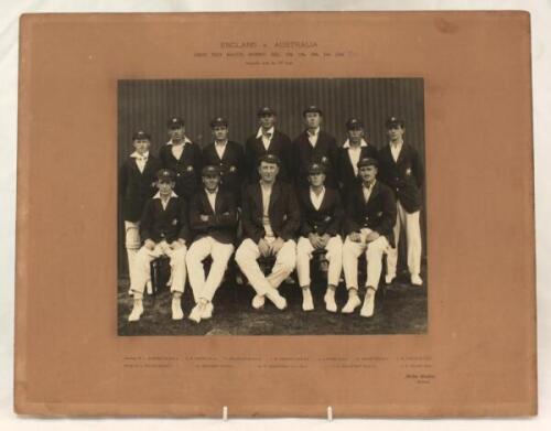 ‘England v Australia. First Test Match, Sydney. Dec 17th to 22nd 1920’. Large official photograph of the Australian team who played England in the first Test match of the series on the 17th-22nd December 1920, standing and seated in rows wearing caps, bla