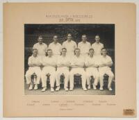 Australia. ‘New South Wales v. Marylebone C.C.’ 1946/47. Original mono photograph of the New South Wales team for the tour match played at Sydney, 21st- 24th February 1947. Players depicted seated and standing in rows wearing cricket attire. Hand-printed 