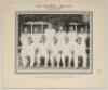 Australia. &lsquo;New South Wales v. Queensland&rsquo; 1958/59. Original mono photograph of the New South Wales team for the match played at Sydney, 1st- 5th January 1959. Players depicted seated and standing in rows wearing cricket attire. Printed title and players&rsquo;