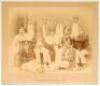 &lsquo;Gentlemen of Surrey, 1889&rsquo;. Original sepia photograph of the Surrey team who played the Gentlemen of Philadelphia at The Oval, 18th- 20th July 1889. The players standing and seated in rows wearing assorted blazers, caps and cricket attire. The photograph