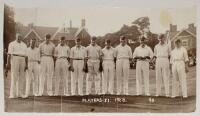 ‘Players XI 1928’. Very large original photograph of the Players XI who played the Gentlemen at Dean Park, Bournemouth on the 5th to 7th September 1928. The players are featured standing in line on the pitch and feature Phil Mead (Cpt), Kilner, Shipman, G