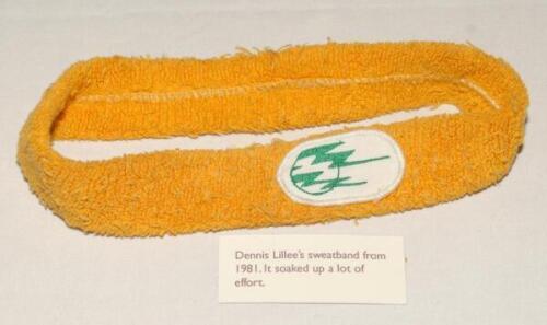 Dennis Keith Lillee. Western Australia & Australia 1969 to 1983. Original yellow headband, with central ‘green flash’ emblem to front, worn by Lillee whilst bowling for Australia in the 1981 Ashes series. The headband ‘was snatched ‘still dripping’ from t