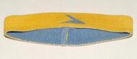 Narendra Deepchand Hirwani. Madhya Pradesh & India 1984-2006. Original yellow headband, with central ‘blue arrow’ emblem to front, worn by Hirwani whilst bowling for India. The headband was given to Frith for his collection. Good condition