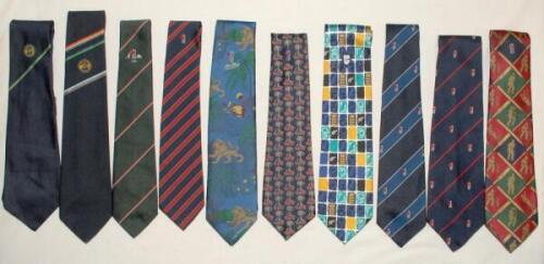 Cricket ties. A good selection of thirty ties including Cornhill Insurance Test match ties for 1980, 1980 (Centenary Test Tie), 1981, 1982, 1984, 1985, 1986, 1987, 1988, 1989, 1990, 1991, 1992, 1993, 1994, 1995 (2), 1996, 1998, 1999, 2000 etc, Texaco Tro