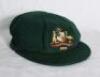 Gilbert Roache Andrews Langley. South Australia & Australia 1945-1957. Australian green wool Test cap worn by Gil Langley during the Australian Test tour of England in 1953. The cap, by Farmers of Sydney, embroidered with the Australia emblem and below ‘1 - 3