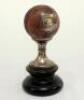 Thomas Richardson. Surrey, London County, Somerset & England 1892-1904. Original cricket ball with which Tom Richardson took all ten wickets for Surrey against Essex at The Oval in June 1894. The ball mounted on a silver metal stand with wooden base has a