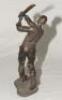 ‘Cricketer in Cap’. Sherratt & Simpson cast resin figure of an Edwardian cricketer in batting pose playing an elegant attacking shot. Hand painted to replicate bronze. Series no. 57363. Maker’s label to underside of base. G/VG - 2