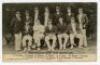 ‘The English Team, Test Match 1905’. Mono real photograph postcard of the England team seated and standing in rows wearing caps and blazers. Printed title and players’ names to lower border. Players featured are Jackson (Captain), Tyldesley, Fry, Bosanque