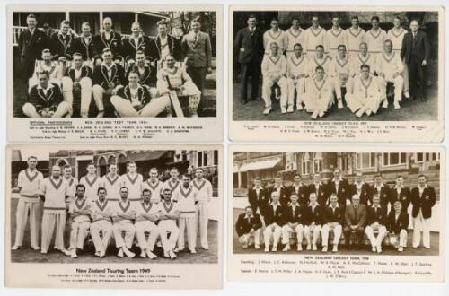 New Zealand team postcards 1931-1958. Four original ‘official’ mono real photograph postcards of New Zealand touring teams to England. Teams are 1931 (Angus Thomas Ltd.), 1937, 1949 (F.C. Dick, Oval Bookstall), and 1958. Odd minor faults, otherwise in goo