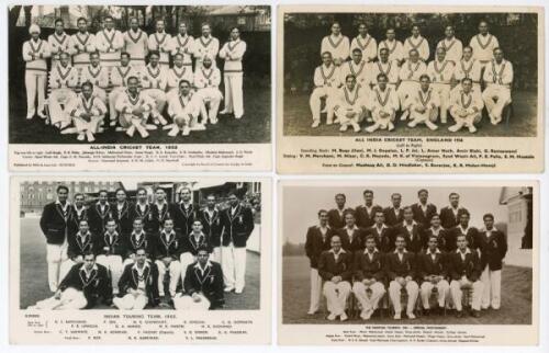 India and Pakistan team postcards 1932-1954. Four original ‘official’ mono real photograph postcards of India and Pakistan touring teams to England. India teams are 1932 (Hills & Lacy), 1936 (Jarrolds’), 1952, and one Pakistan team for 1954. Odd minor fau