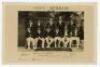 ‘Sussex v Australians. Aug. 1926’. Sepia real photograph postcard of the Australian team seated and standing in rows wearing tour blazers for the tour match played at Hove, 28th- 31st August 1926. The image is an original reproduction of a photograph by E