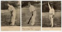 English Cricketers. Six mono real photograph postcards of English cricketers, all “Wrench Series”. Postcards are C.B. Fry, no. 1381, F.W. Tate, no. 1384, J.T. Tyldesley, no. 1387, A.E. Relf, no. 1690, J.R. Mason, no. 1751 and C.B. Llewellyn, no. 1753. Min