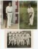 Cricket postcards. Three different mono real photograph postcards of the South African touring party to England in 1907, seated and standing in rows. Philco Publishing Co of London, Scott, Manchester and one other. Sold with two colour printed postcards o - 3