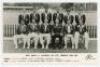 ‘West Indies vs Australia 2nd Test. Trinidad April 1955’. Rare real photograph plain back postcard of the West Indies team seated and standing in rows wearing cricket attire and blazers for the 2nd Test, Port of Spain, 11th- 16th April 1955. Printed title