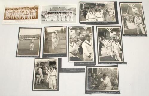 West Indies tour to England 1957. Small photograph album comprising a nice selection of real photograph postcards and candid style photographs. Postcards include an official real photograph postcard of the 1957 touring party, and a good selection from the