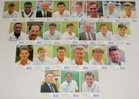 Cornhill Insurance signed collectors’ cards. Twenty four ‘Series H’ player cards, each signed by the featured player. Cards are Atherton, Benjamin, Bolus, Caddick, Cork, Crawley, Fletcher, Fraser, Gooch, Gough, Hick, R. Illingworth, Ilott, Malcolm, Rampra