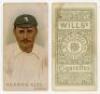 Wills’s Cigarettes ‘Cricketers’. W.D. & H.O. Wills, Bristol & London, 1896. Individual card from the series of fifty, of Alec Hearne, Kent. Minor staining, otherwise in good/ very good condition