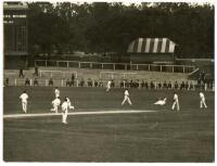 A.C. Maclaren’s tour to Australia 1922/23. Three original mono press photographs from the 1922/23 M.C.C. tour to Ceylon, Australia and New Zealand. One photograph shows action from the match v Victoria at Melbourne, 17th- 20th November 1922, with Liddicut