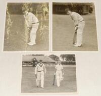 South Africa tour to England 1935. A good selection of original mono press photographs from the 1935 tour. Images are Eric Rowan and Bruce Mitchell walking out to bat in the tour match v Scotland, Forthill, Dundee, 22nd & 23rd June 1935. Star Photos of Pe