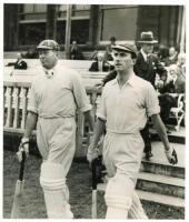 Gentlemen v Players 1947. Three original mono press photographs from the match played at Lord’s, 16th- 18th July 1947. Photographs depict Freddie Brown and Ken Cranston walking out to bat for the Gentlemen, Brown and other members of the Gentlemen team en