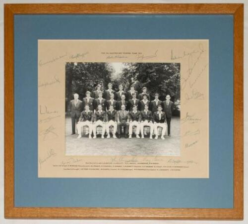 Australian tour of England 1972. Official mono team photograph of the Australian team, standing and seated in rows, wearing official tour blazers and cricket attire. The photograph laid down to photographers mount, with title to top border and players’ na