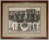 ‘Yorkshire County Cricket XI. Champion County, 1935’. Large original mono photograph of the Yorkshire team seated and standing in rows wearing cricket attire and blazers. The photograph, by Albert Wilkes & Son, West Bromwich, measures 14.75”x11”, laid dow