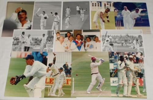 England v West Indies 1991. Thirty original colour and mono press photographs of match action, celebrations etc. from the 1991 series. West Indies players featured include Ambrose, Haynes, Patterson, Dujon, Richardson, Walsh etc. also Smith, Hick, Gooch, 