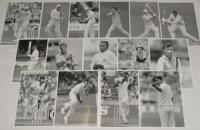 England Test cricketers 1980s-1990s. Sixty five original mono press photographs of England players, mainly in match action. Players featured include Hick, Gooch, Atherton, Tufnell, Lamb, Russell, DeFreitas, Stewart, Small, Smith, Pringle, Lewis, Lawrence,