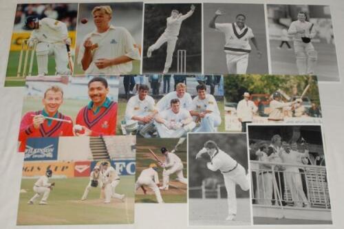 Lancashire C.C.C. 1980s-2010s. Thirty five original mono and colour press photographs of players who represented Lancashire, including match action, portraits, celebrations etc. Players featured include Atherton, Martin, Gallian, Watkinson, DeFreitas, Fai