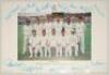 ‘England Test Squad 2004 v New Zealand and West Indies’. Official colour team photograph, fully signed to the border by all twenty playing members and support staff. Players’ signatures include Vaughan (Captain), Flintoff, Trescothick, Hussain, Butcher, T - 2