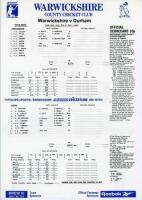 Notable match scorecards 1987-1998. Three official scorecards for matches in which players achieved notable performances. Brian Lara, 501no for Warwickshire v Durham, 3rd- 6th June 1994. Muttiah Muralitharan sixteen wickets in the match (7/155 and 9/65) f