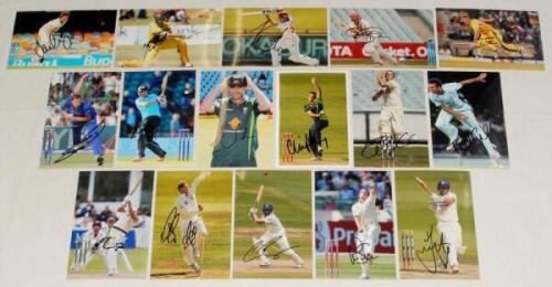 Australia International cricketers 2000s-2020s. Thirty two colour photographs of Australian cricketers in match action, each signed by the featured player. Signatures include Khawaja, Smith, Rogers, Siddle, Jacques, Faulkner, M. Marsh, Henriques, Doolan, 