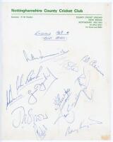 England v New Zealand 1969. Official autograph sheet on Nottinghamshire C.C.C. letterhead, signed by the twelve members of the England team for the 2nd Test at Trent Bridge, 7th- 12th August 1969. Signatures are Illingworth (Captain), D’Oliveira, Fletcher