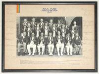 M.C.C. tour to Australia & New Zealand 1974/75. Official mono photograph of the M.C.C. touring party seated and standing in rows wearing tour blazers. The photograph, by Frank Boase of Malvern, South Australia, measures 11”x6.75”, laid to photographer’s m