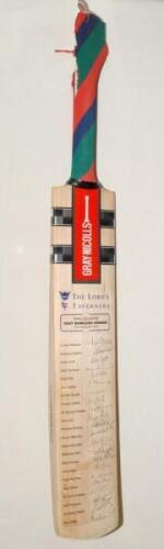 Michael Henry ‘Mike’ Denness. Kent, Essex & England 1962-1980. Full size Gray Nicholls ‘Oblivion’ bat with title label ‘The Lord’s Taverners Macquarie Fast Bowlers Dinner 21st September 2011’ and printed players’ names to face. Fully signed by all twenty 