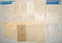 County and representative scorecards 1940s-1980s. A selection of twenty two official scorecards, mainly 1970s/ 1980s County matches with the odd tour. Earlier scorecards include An England XI v West Indies, Lord’s 2nd June 1945, Middlesex v Kent, Lord’s 1