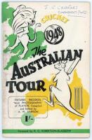 ‘The Australian Tour 1948’. Official souvenir brochure for the Australian tour of England. Edited by A.W. Simpson. Pictorial covers. Signed in ink to inside pen pictures by seven members of the touring party. Signatures are Hassett, Tallon, Brown, Miller,