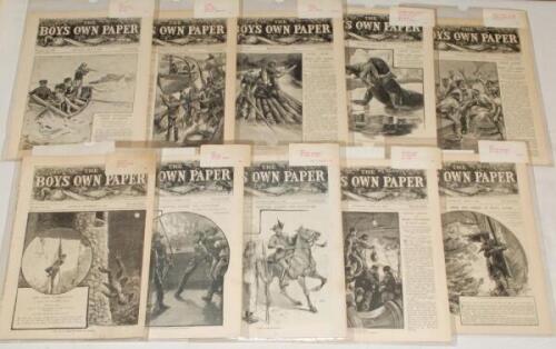 ‘Boy’s Own Paper’ 1890-1899. Ten copies of the story paper, aimed at boys and teenage boys, each with a cricket article to each, some full page. Articles include ‘Cricket Notabilities of 1890’, ‘The Cricket Seasons of 1894 and 1895’, ‘Curiosities of Crick