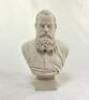 William Gilbert Grace. Gloucestershire & England. 1865-1908. Robinson & Leadbeater parianware bust of W.G. Grace. The bust with his name ‘W.G. GRACE’ to plinth with stamp ‘R&L’ for Robinson & Leadbeater to back. 8” tall. Circa 1880’s. Excellent condition.