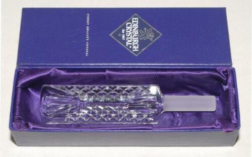 Edinburgh Crystal cut glass cricket bat in original presentation box. 6.25”. VG