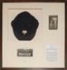 John Victor &lsquo;Vic&rsquo; Wilson. Yorkshire 1946-1962. Yorkshire navy blue cloth 1st XI cricket cap with embroidered Yorkshire white rose emblem to front. The cap box mounted with printed caption &lsquo;Vic Wilson&rsquo;s County Cap&rsquo; below, mounted with two mono photograph/ 