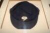John Victor &lsquo;Vic&rsquo; Wilson. Yorkshire 1946-1962. Yorkshire navy blue cloth 1st XI cricket cap with embroidered Yorkshire white rose emblem to front. The cap box mounted with printed caption &lsquo;Vic Wilson&rsquo;s County Cap&rsquo; below, mounted with two mono photograph/ - 2
