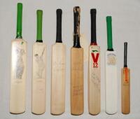 Signed miniature bats. Seven miniature cricket bats, the majority signed or multi-signed. Various sizes. ‘Art of Sport Miniature Collection’ of Sachin Tendulkar (18”, unsigned), and Steve Waugh (17”, signed). Two unbranded bats, one signed by Alec and Eri