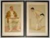 Vanity Fair lithographs. A selection of nine original Vanity Fair prints published 1888-1903. Six subjects by &lsquo;Spy&rsquo; of &lsquo;Yorkshire Cricket&rsquo; Lord Hawke, &lsquo;Oxford Cricket&rsquo; H. Philipson, &lsquo;Oxford Athletics&rsquo; C.B. Fry, &lsquo;Repton, Oxford & Somerset&rsquo; L.C.H. Palairet