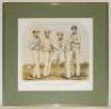 ‘Sketches of the Surrey Cricketers’ After John C. Anderson 1852. Limited edition print, published by the Burlington Gallery and William Collins Sons & Co Ltd, 26/350. Sold with a print of ‘W. Gilbert Gloucestershire XI’ (cousin of W.G. Grace) and a reprod