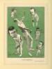 The Ashes. England v Australia 1921. Two bookplate style page extracts, each comprising illustrations by H.F. Crowther-Smith on a green background, both dated 1921. One, titled ‘A Few Impressions’ depicts caricatures of Australians A.A. Mailey, H.L. Colli