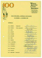 Australia 1985. Official autograph sheet for the Australian team who played New Zealand in the third Test match at the WACA on 30th November to 5th December 1985. Fourteen signatures including Border, Hookes, Boon, Lawson, Matthews, McDermott, O’Donnell, 