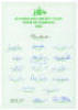 Australian tour of Pakistan 1988. Official autograph sheet fully signed in ink with eighteen signatures including Border, Marsh, Boon, Healy, Waugh, Wood, Reid, May, Sleep etc. G